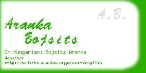 aranka bojsits business card